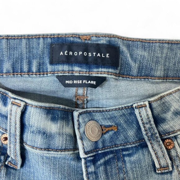 Aeropostale Mid Rise Flare Light Wash Size 2 Regular Denim Jeans Women - Picture 7 of 8